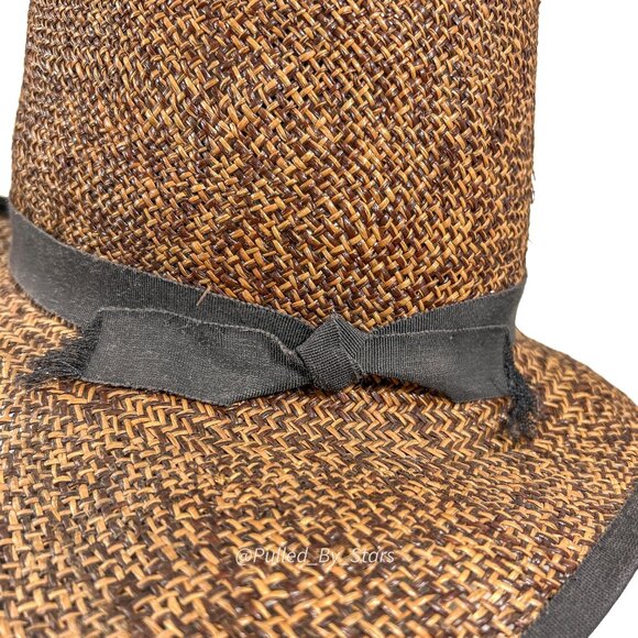 Vintage Custom-Made Artisan Magar Hatworks Millinery 17" Wide Brim Straw Sun Hat - Picture 9 of 16